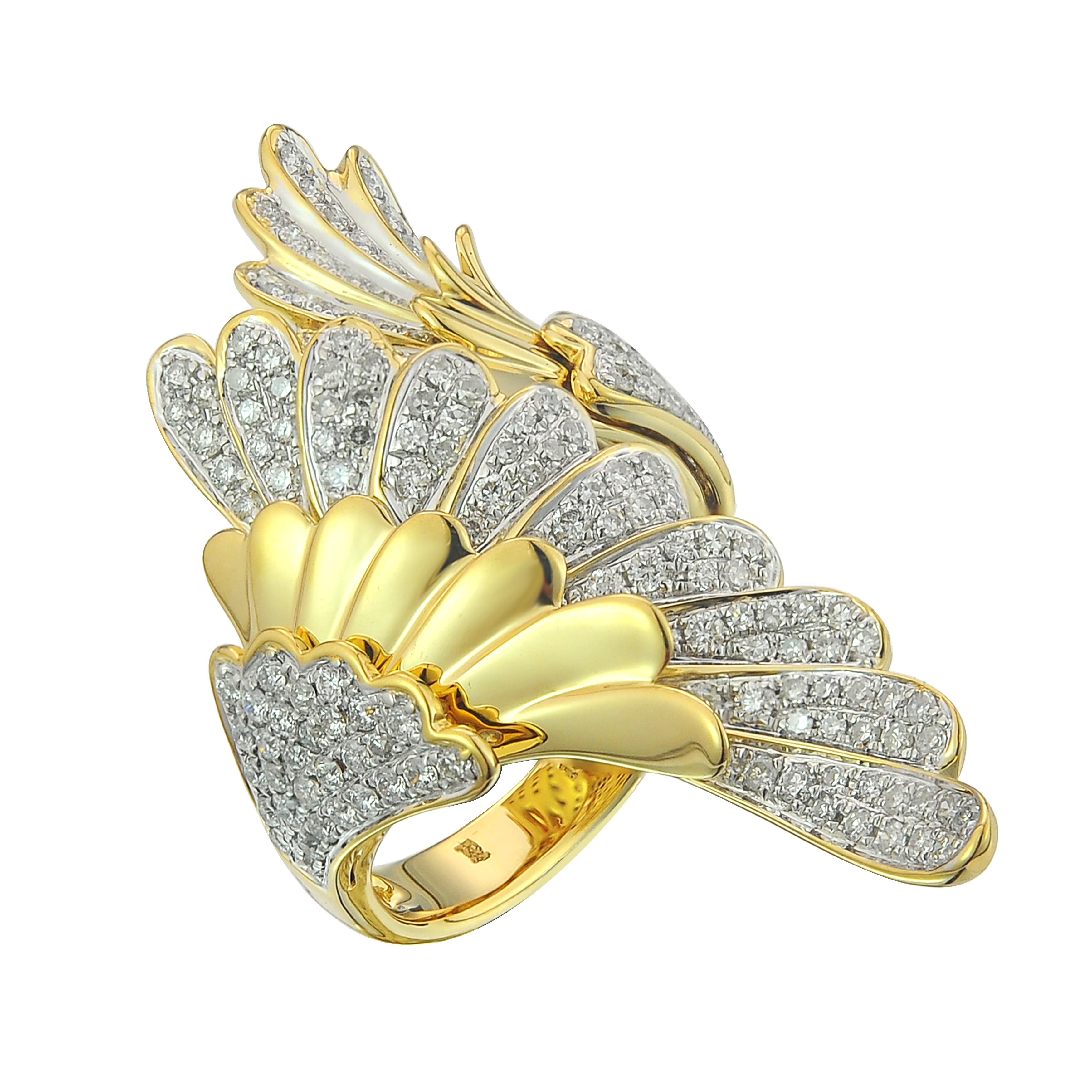 Diamond Peacock Ring 1.18 ct. 14K Yellow Gold